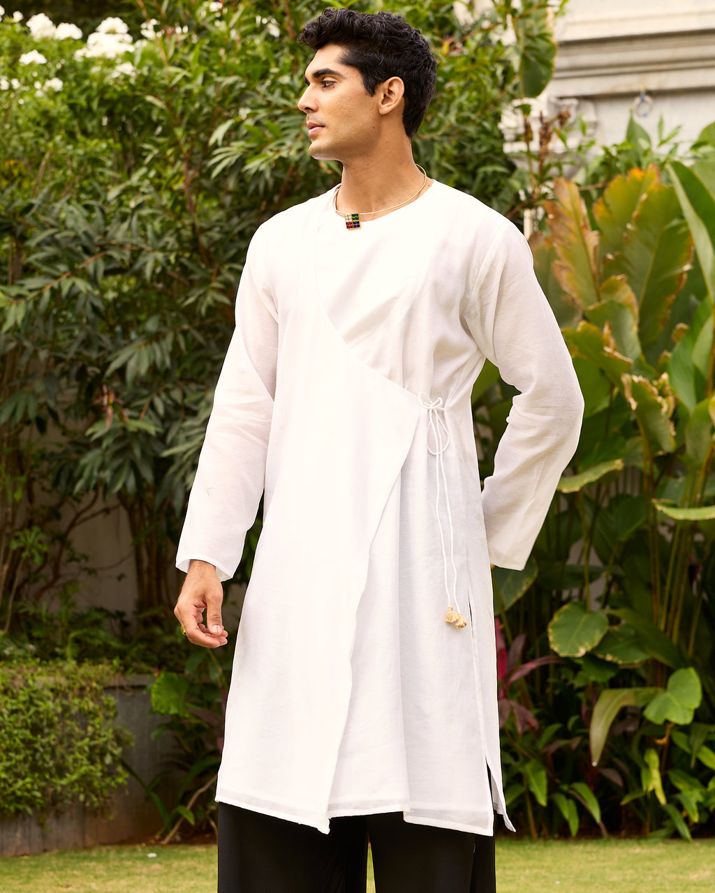 White Pure Chanderi Angrakha (Minimal)