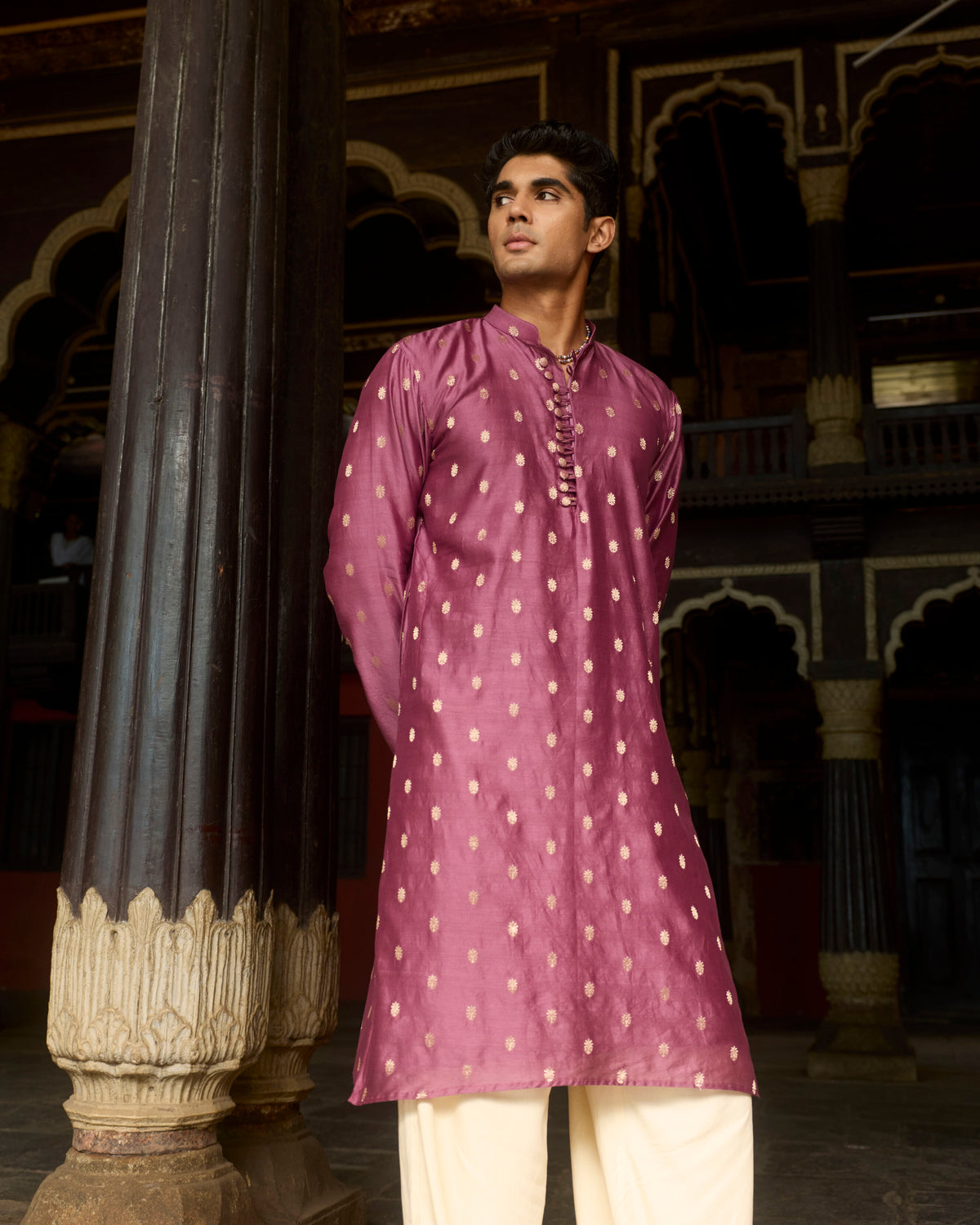 Manuhaar Purple Buta Chanderi Kurta