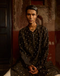 Manuhaar Black Buta Chanderi Kurta