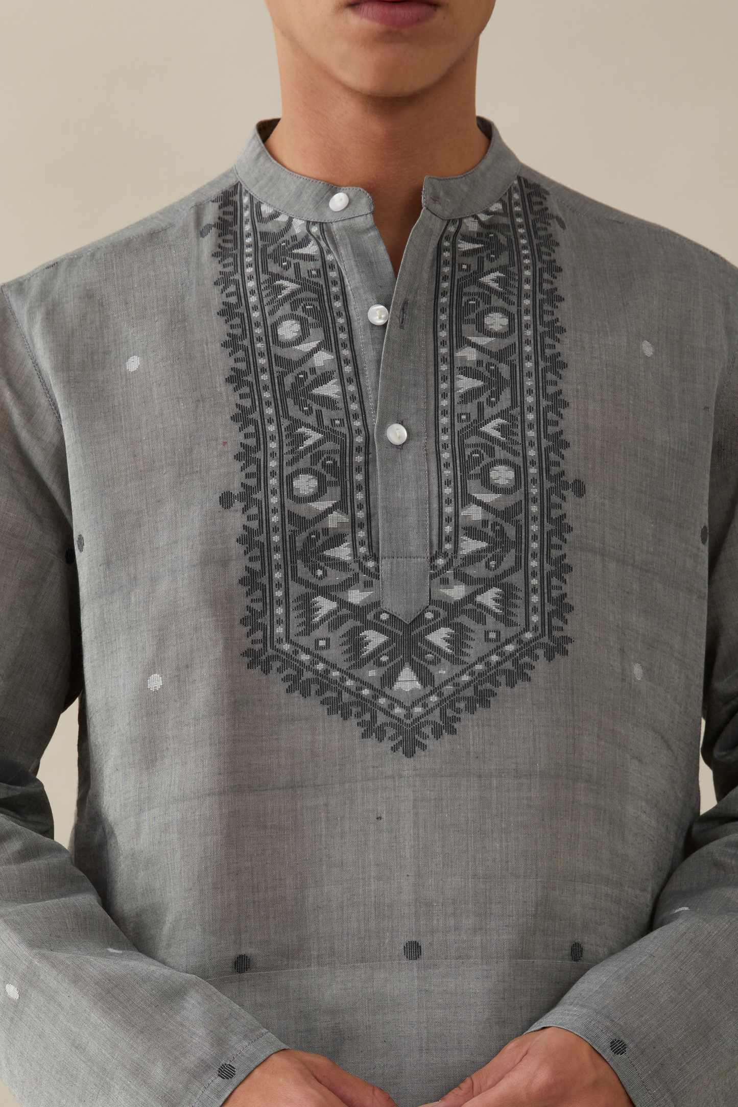 Jamdani Grey Kurta