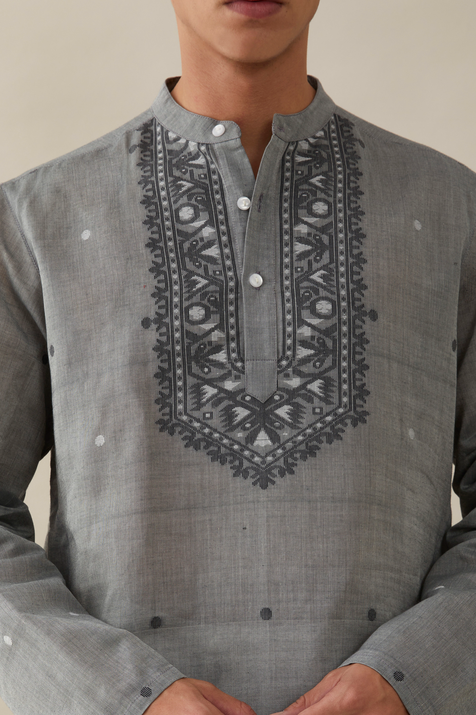 Jamdani Grey Kurta