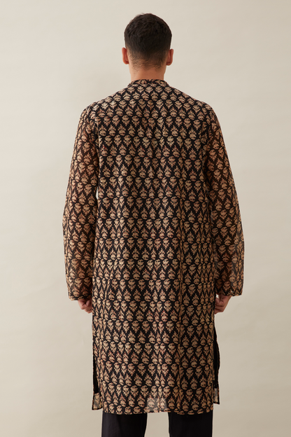 Block-Printed Pure Chanderi Kurta