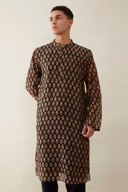 Block-Printed Pure Chanderi Kurta