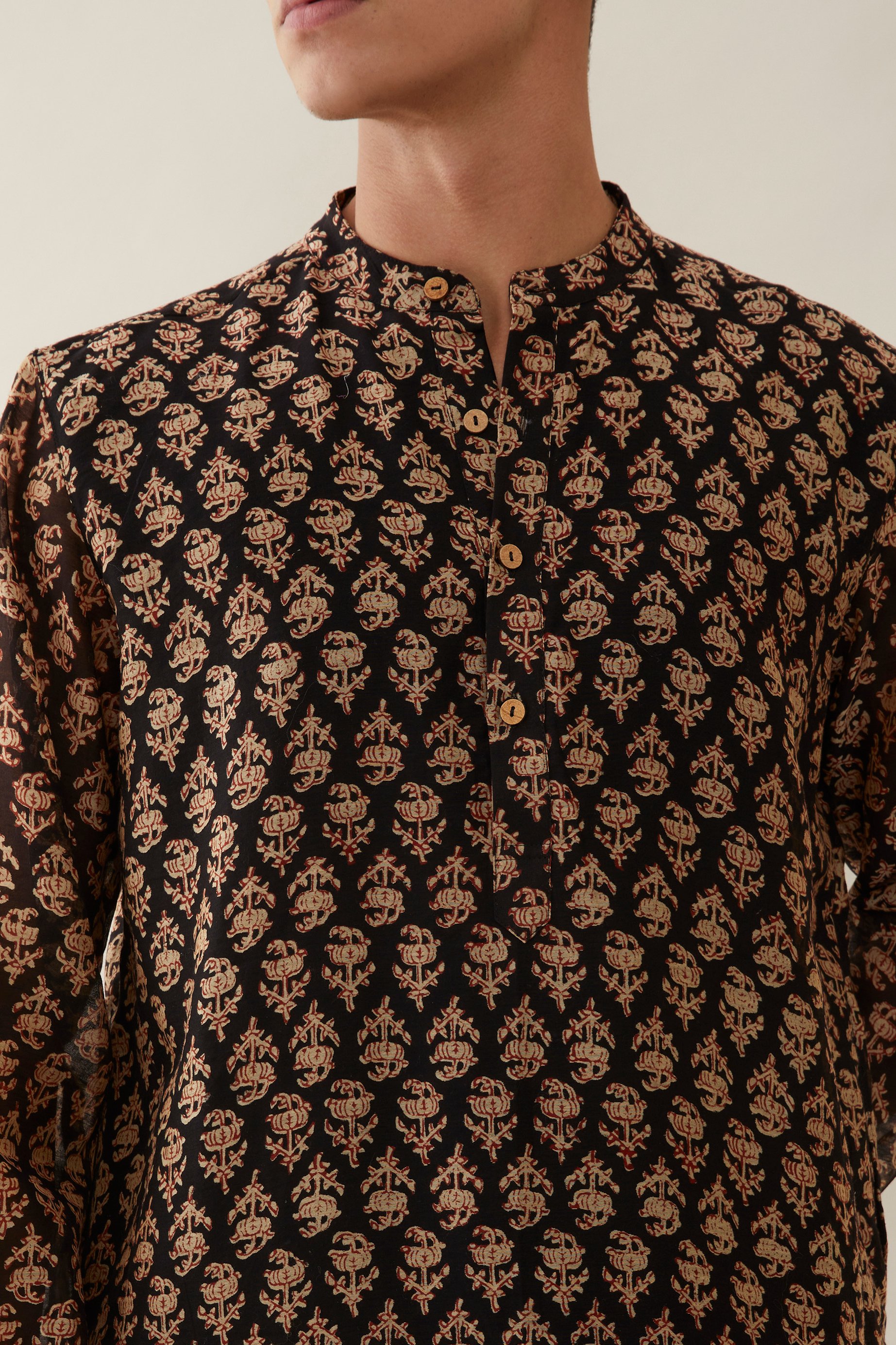 Block-Printed Pure Chanderi Kurta