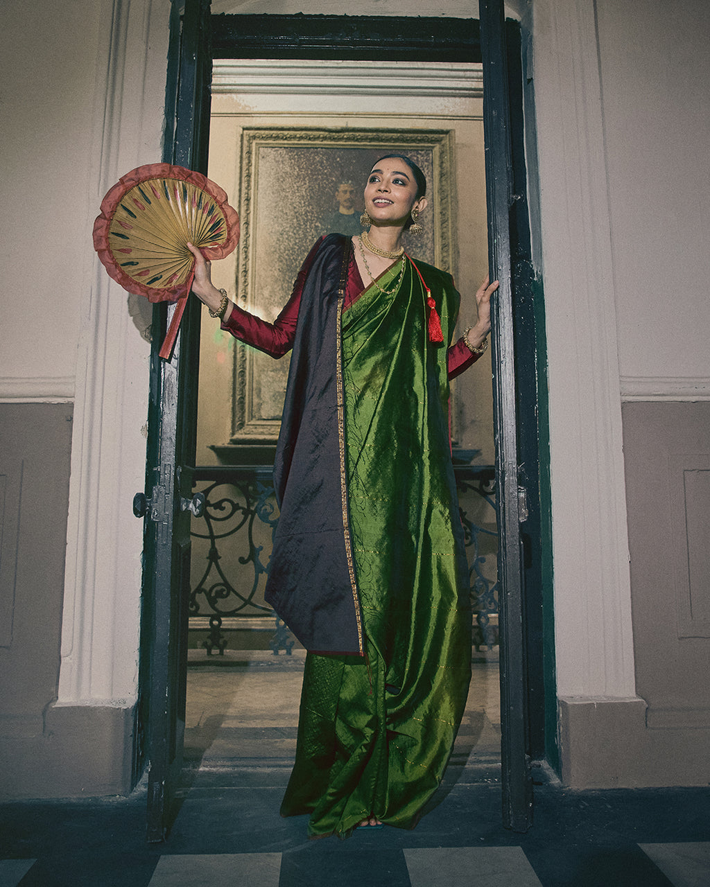 Bimla Green Brown Saree
