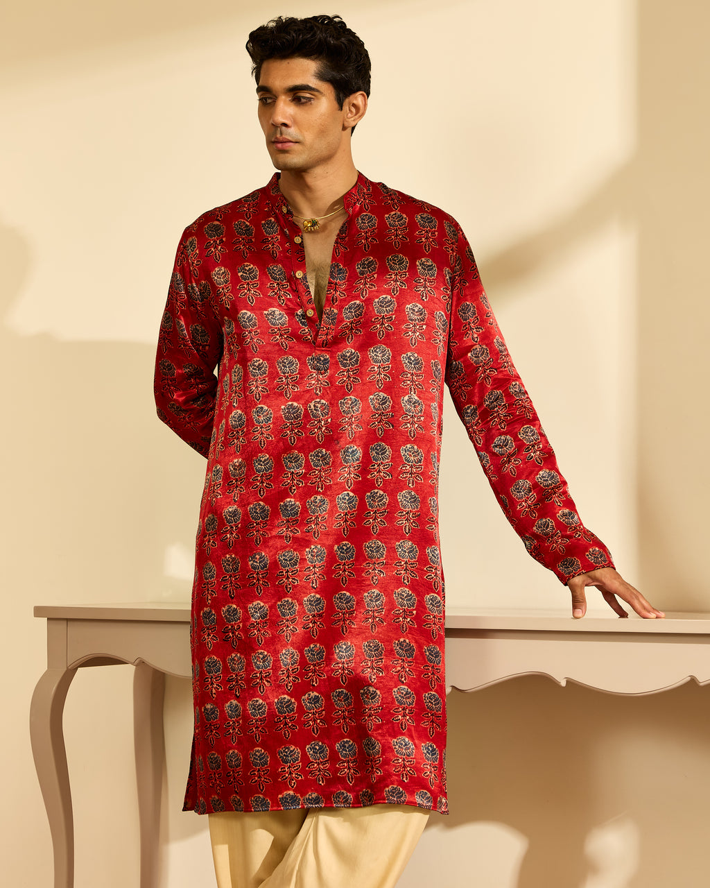 Butta Ajrakh Mashru Kurta