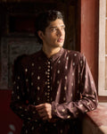 Manuhaar Dark Brown Buta Chanderi Kurta