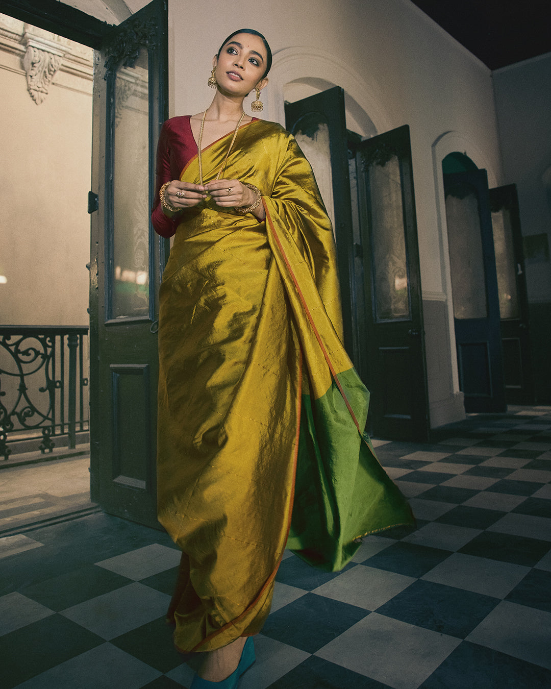 Bimla Golden Green Saree