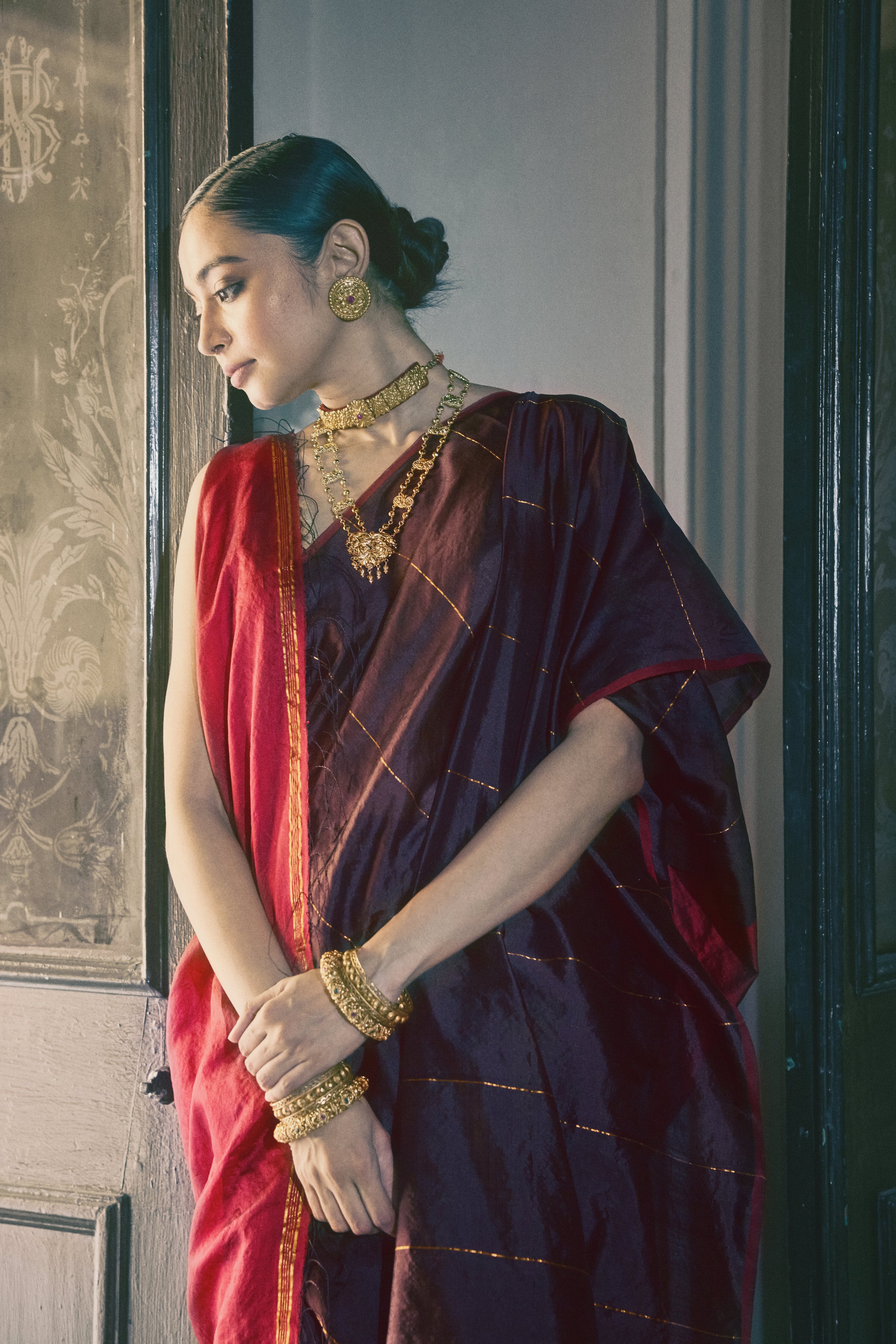 Bimla Maroon Brown Saree