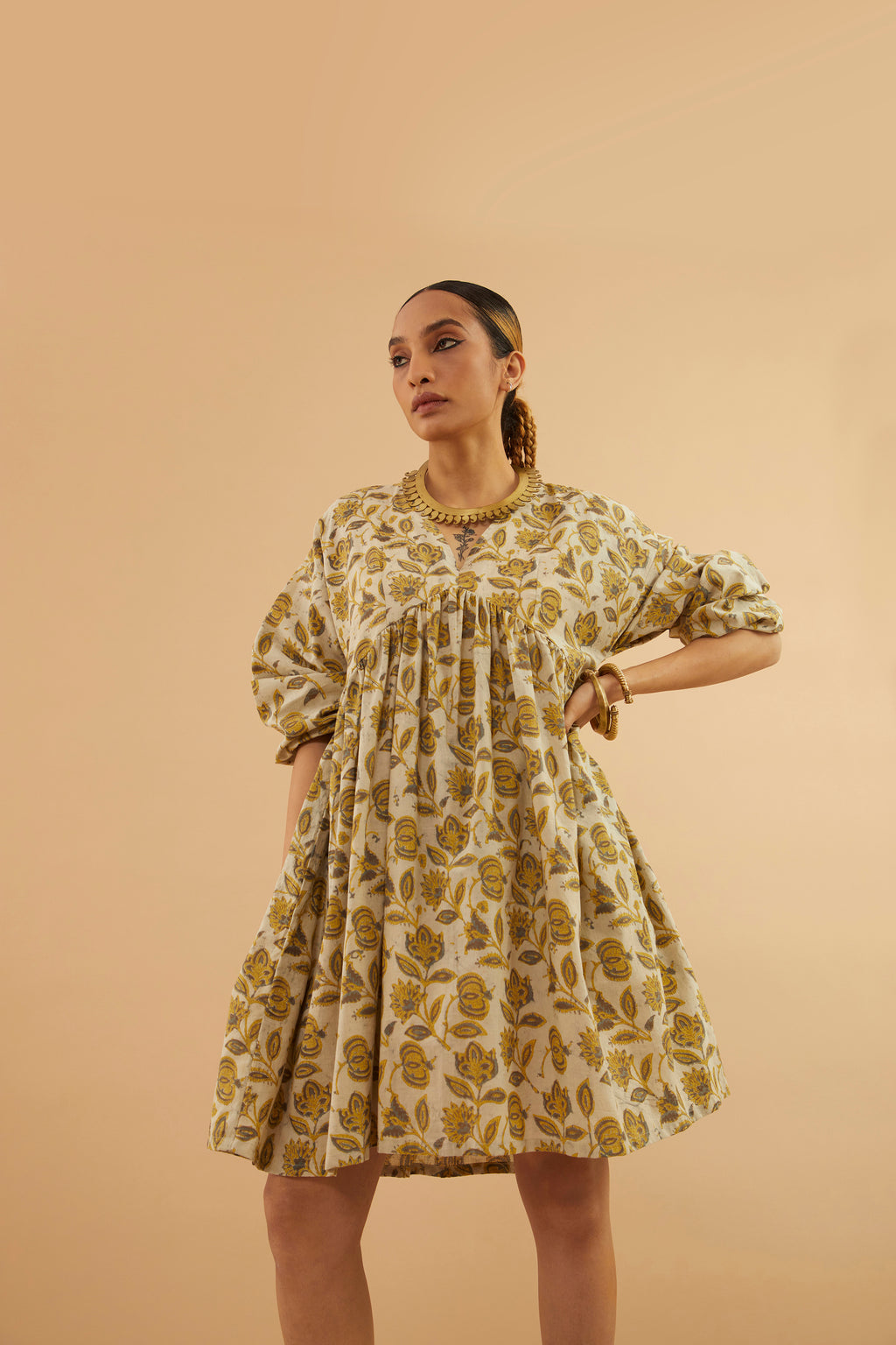 Floral Motif Bagru Alia Dress