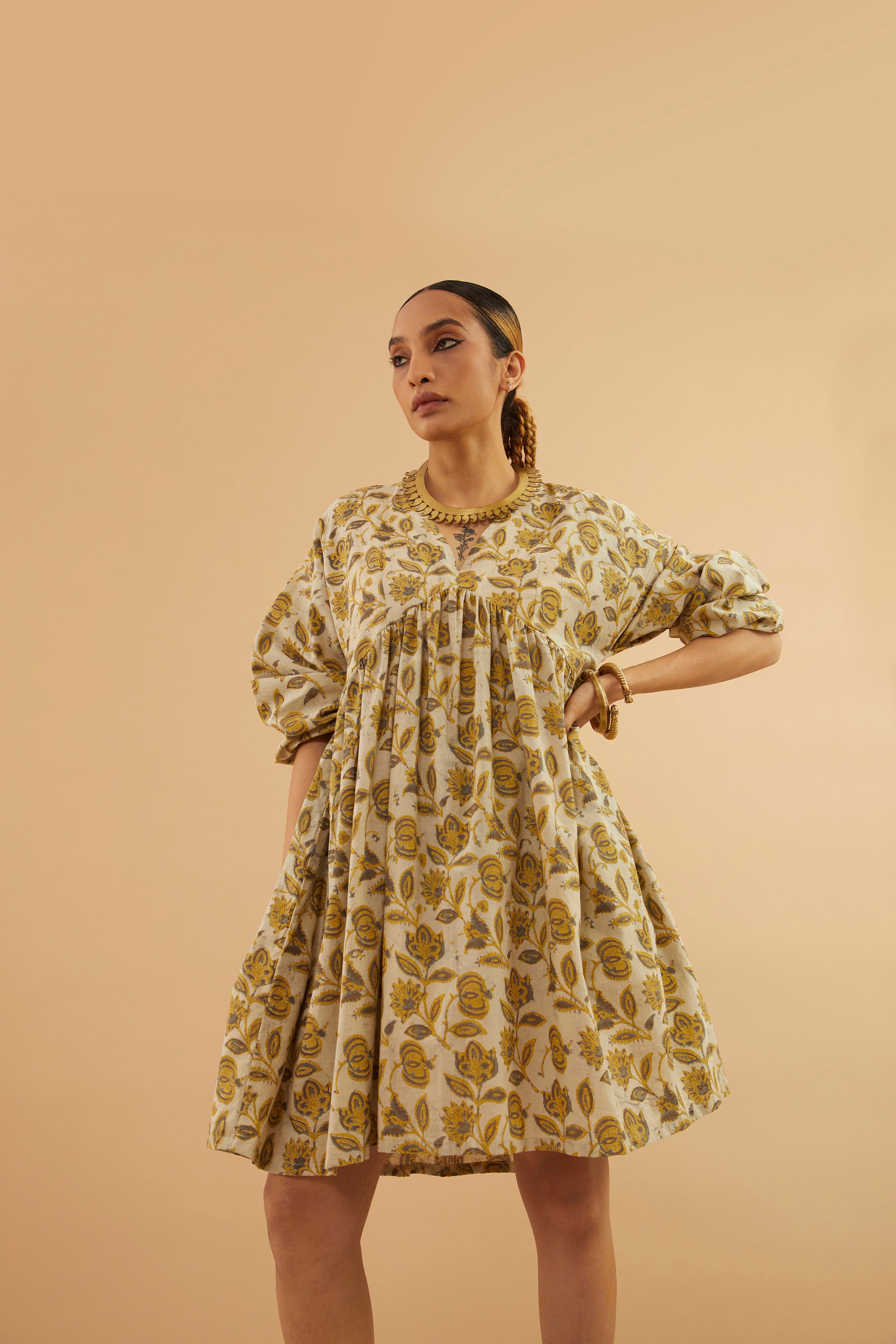 Floral Motif Bagru Alia Dress