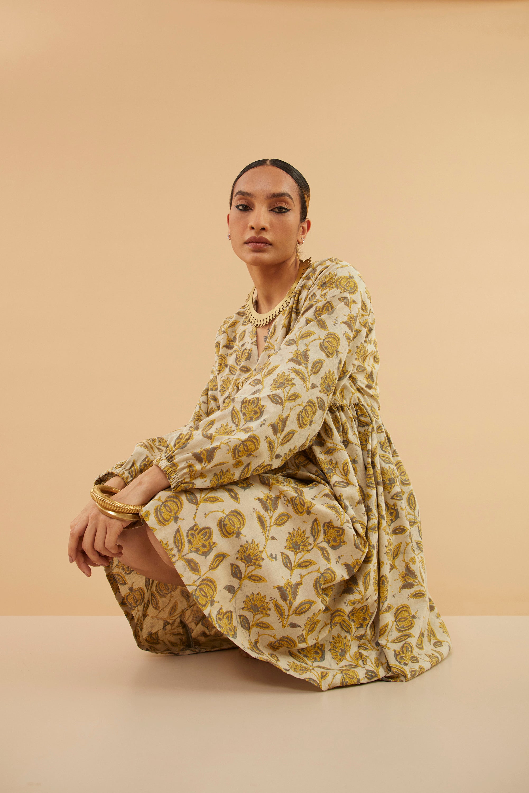 Floral Motif Bagru Alia Dress