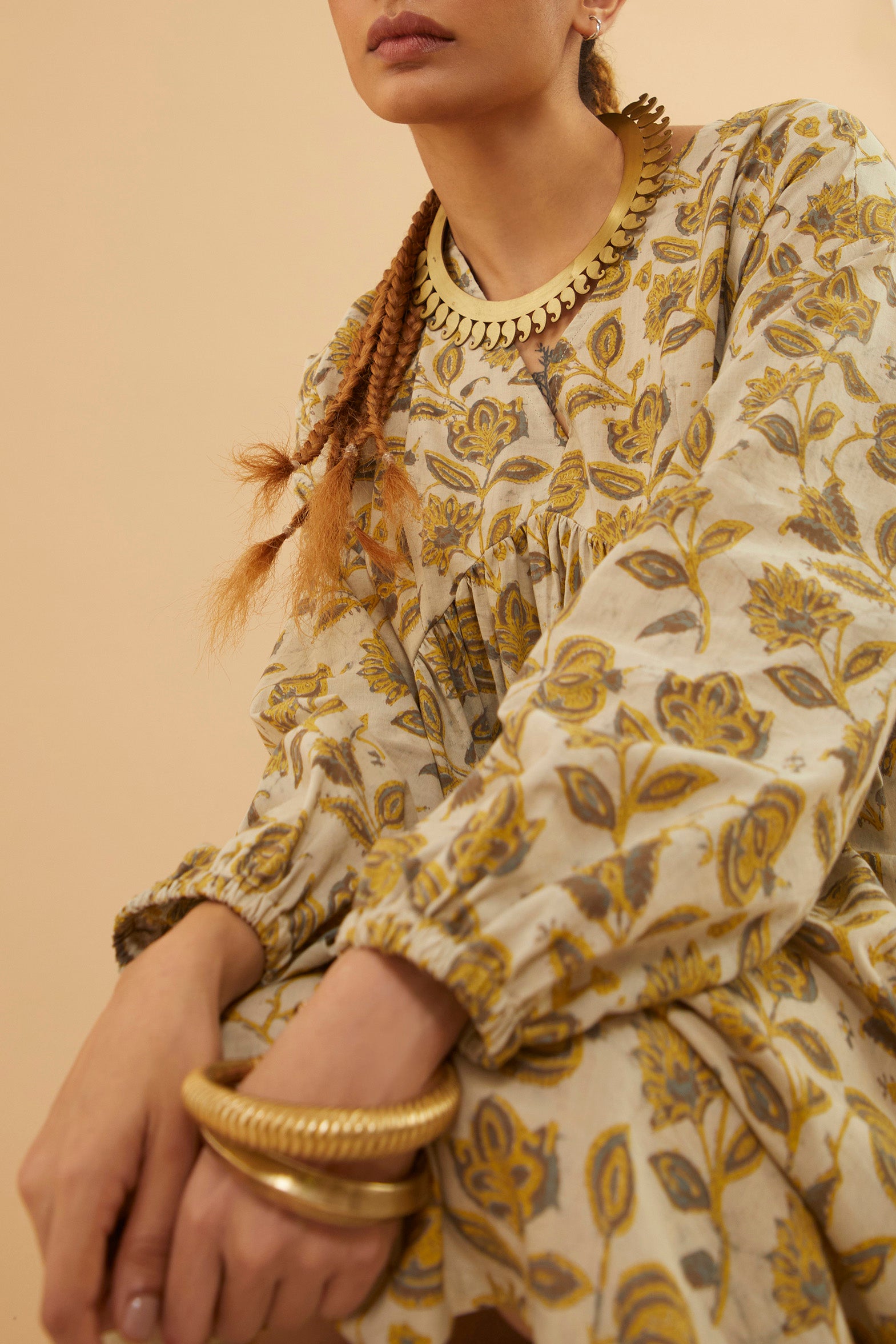 Floral Motif Bagru Alia Dress