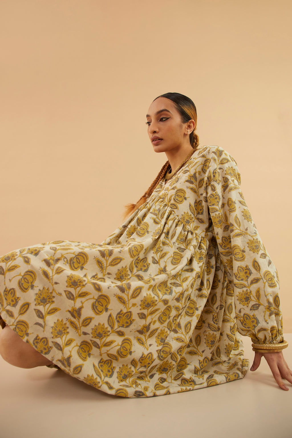 Floral Motif Bagru Alia Dress