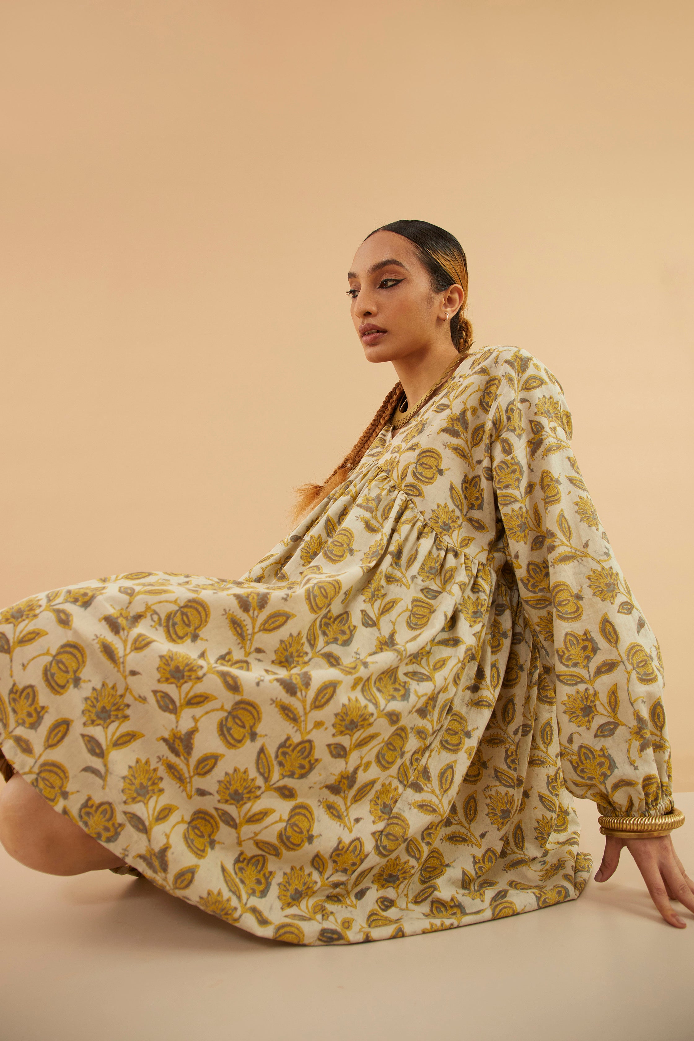 Floral Motif Bagru Alia Dress