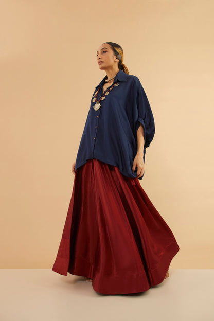 Blue Ajrakh Collar Shirt