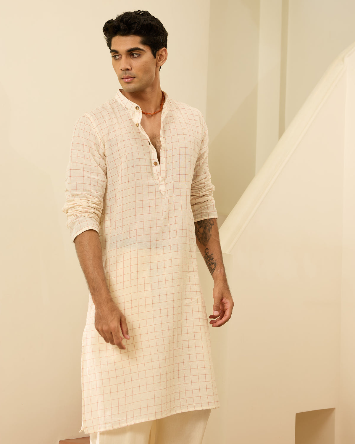 Laal Rekha Jamdani Kurta