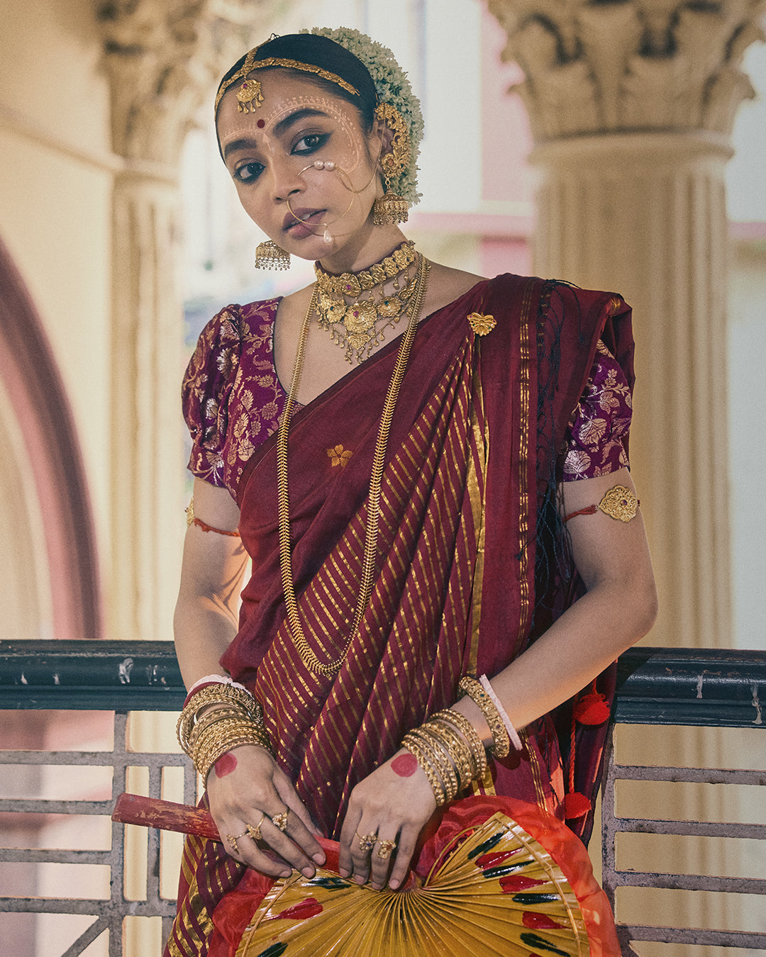 Mrinmoyee Maroon Saree