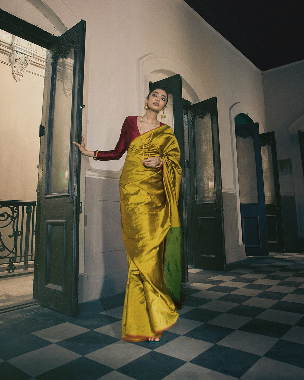 Bimla Golden Green Saree