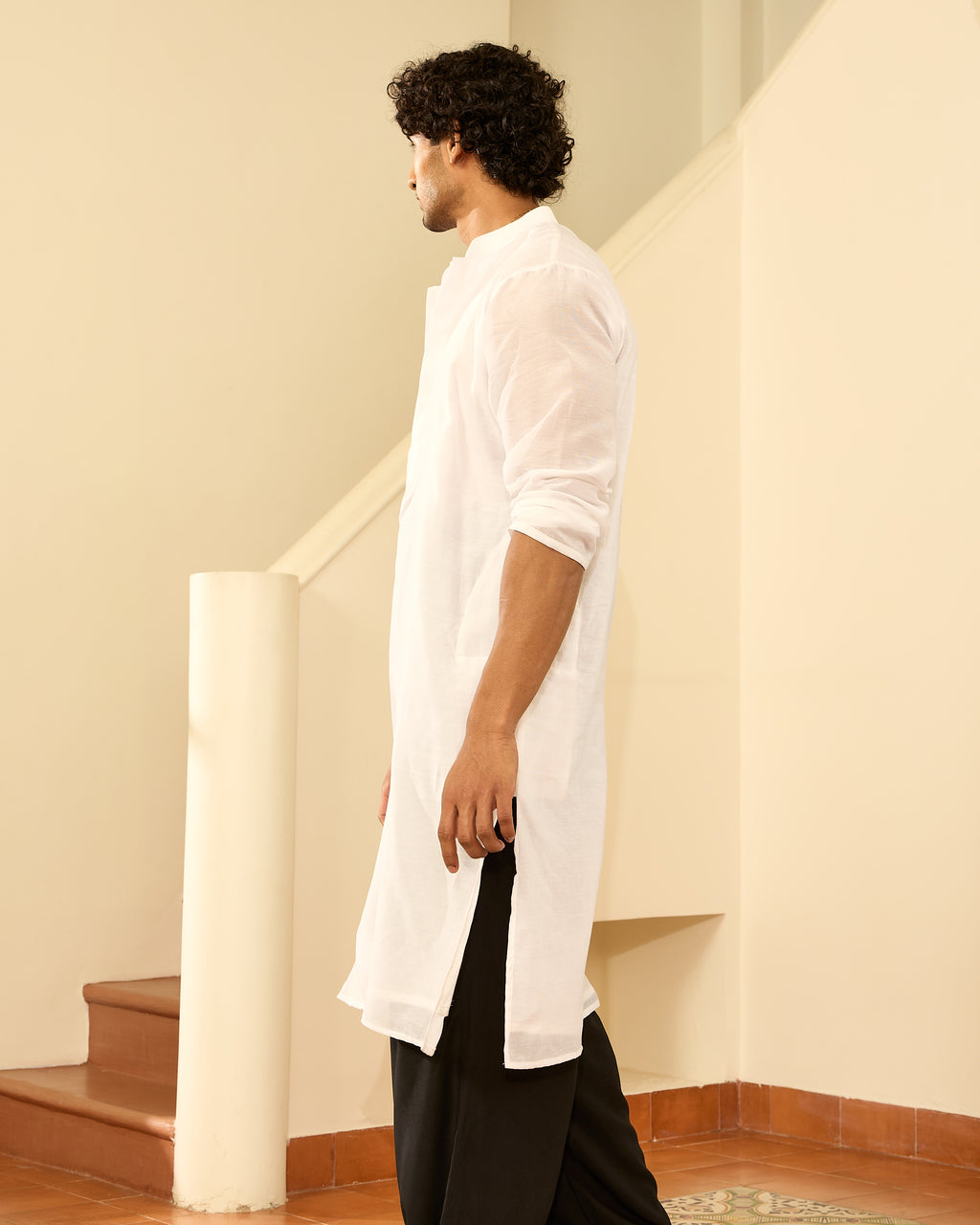 White Pure Chanderi Men's Kurta