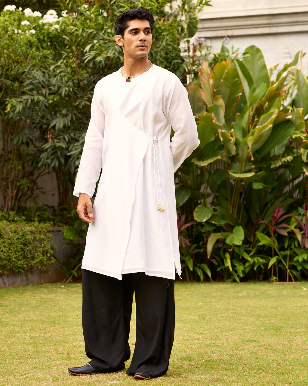 White Pure Chanderi Angrakha (Minimal)