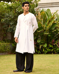 True White Pure Chanderi Angrakha (Minimal)