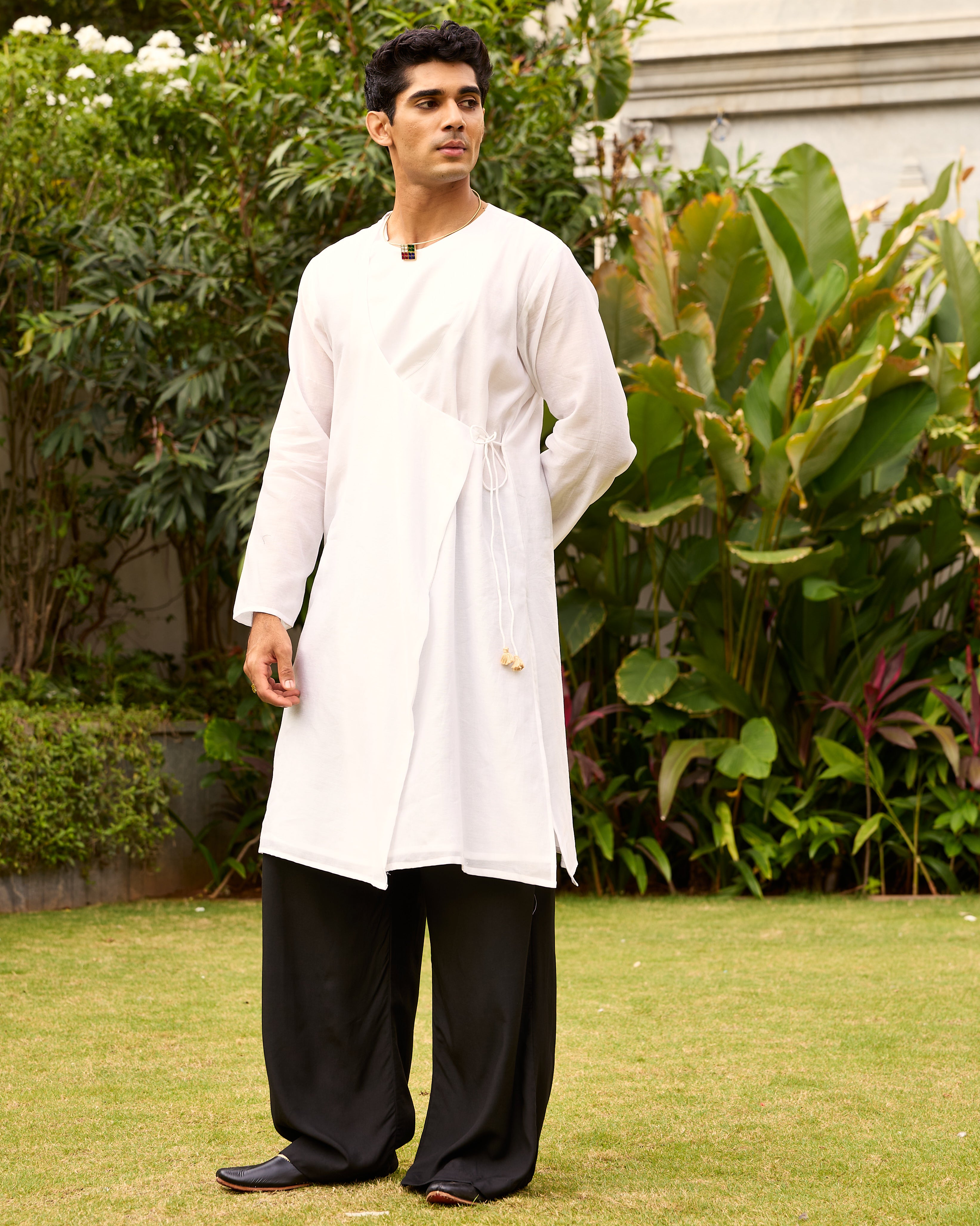 White Pure Chanderi Angrakha (Minimal)