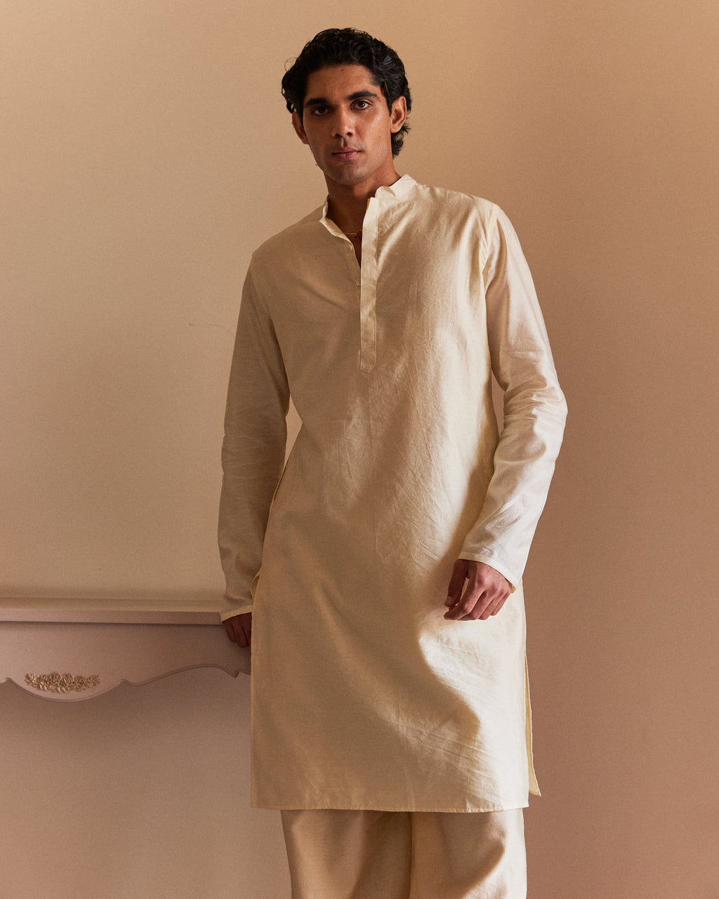 Off white Pure Chanderi  Men's Kurta