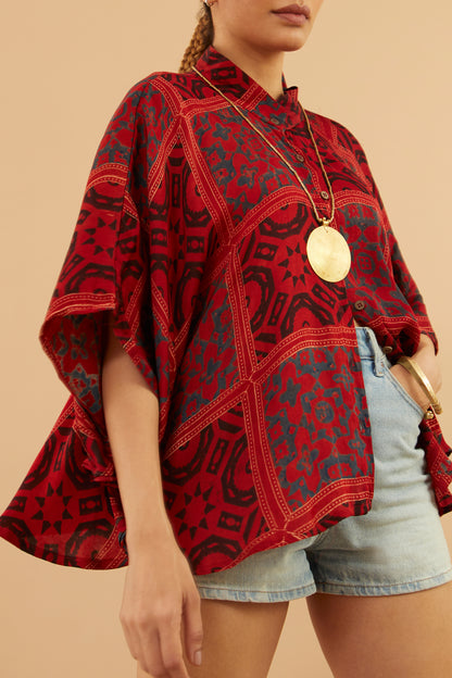 Red Ajrakh Modal Shirt