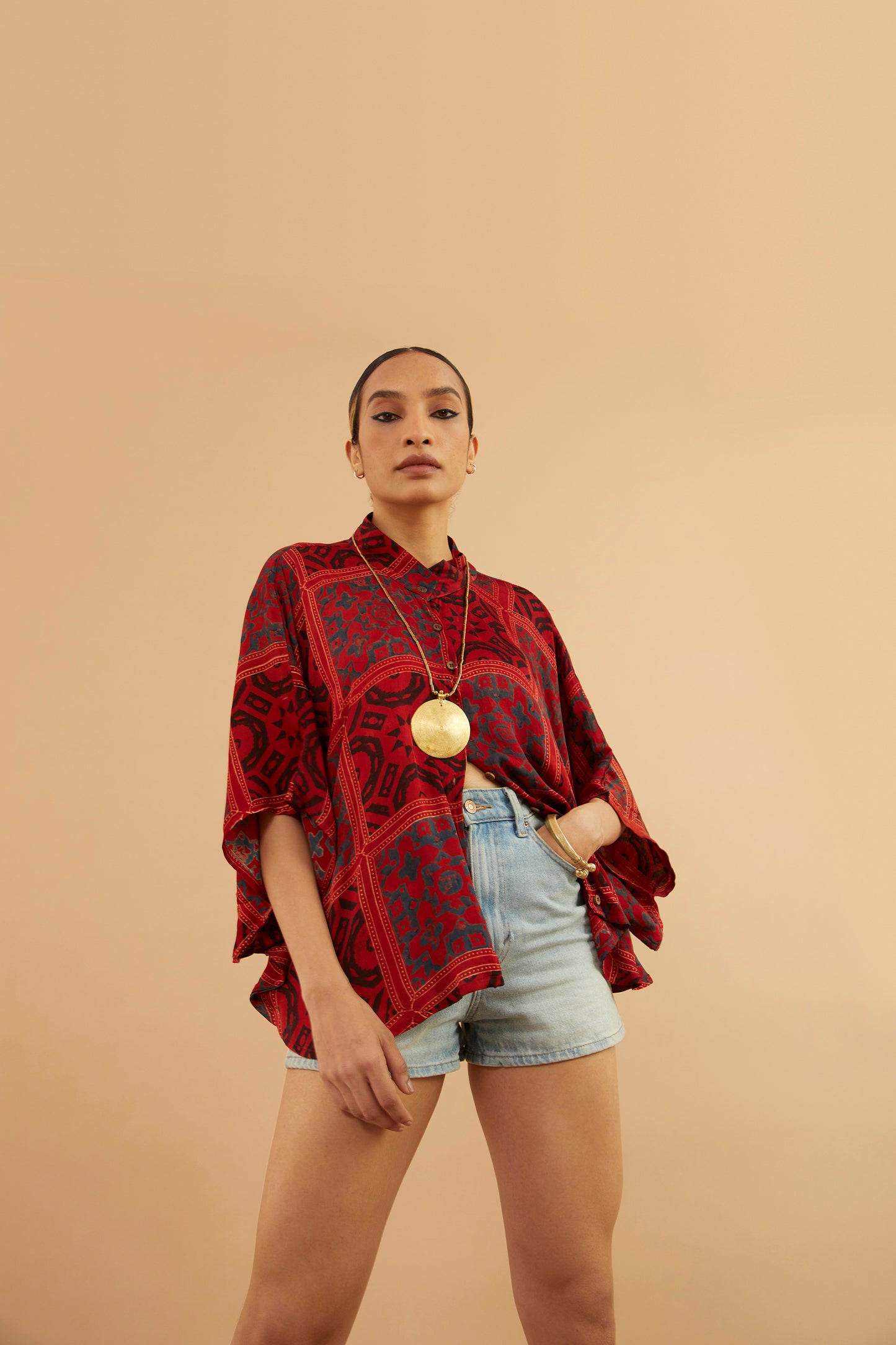 Red Ajrakh Modal Shirt