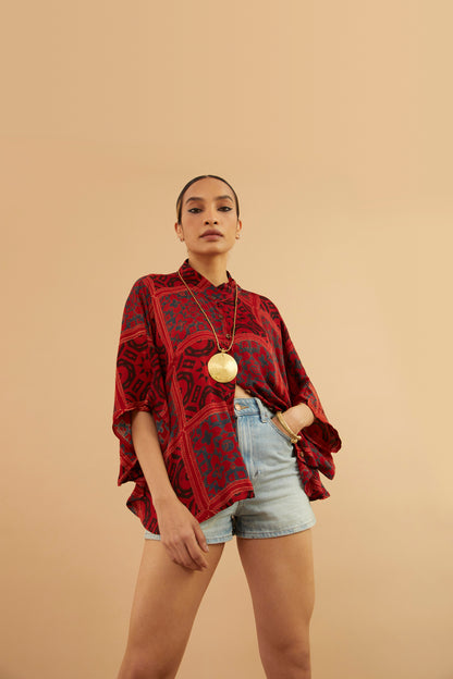 Red Ajrakh Modal Shirt