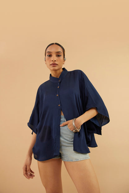 Blue Ajrakh Modal Shirt