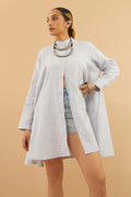 Dusky Blue Stripe Linen Tunic Shrug