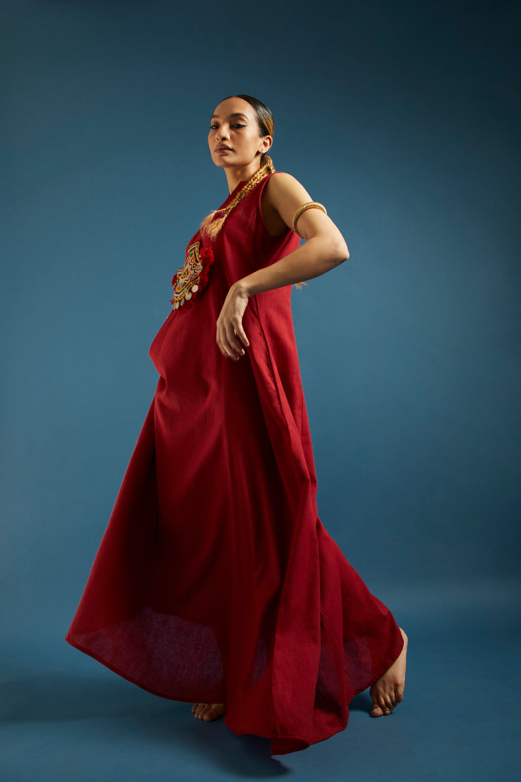 Crimson Kala Cotton Maxi