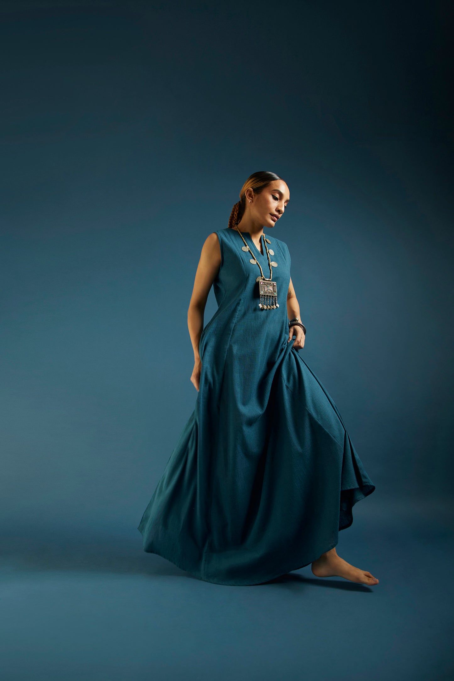 Blue Kala Cotton Maxi