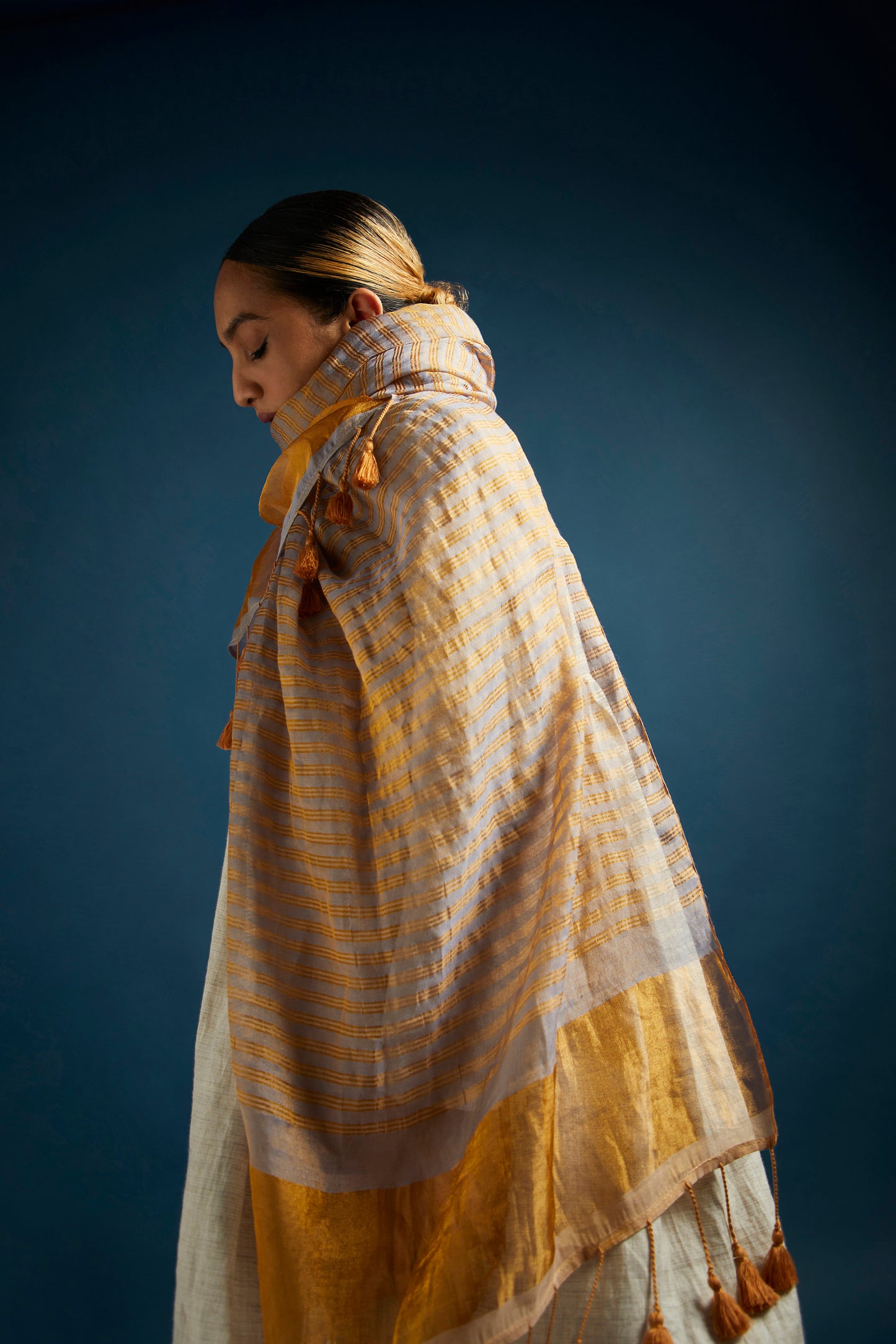 Gold Stripe Tissue Modal Stole