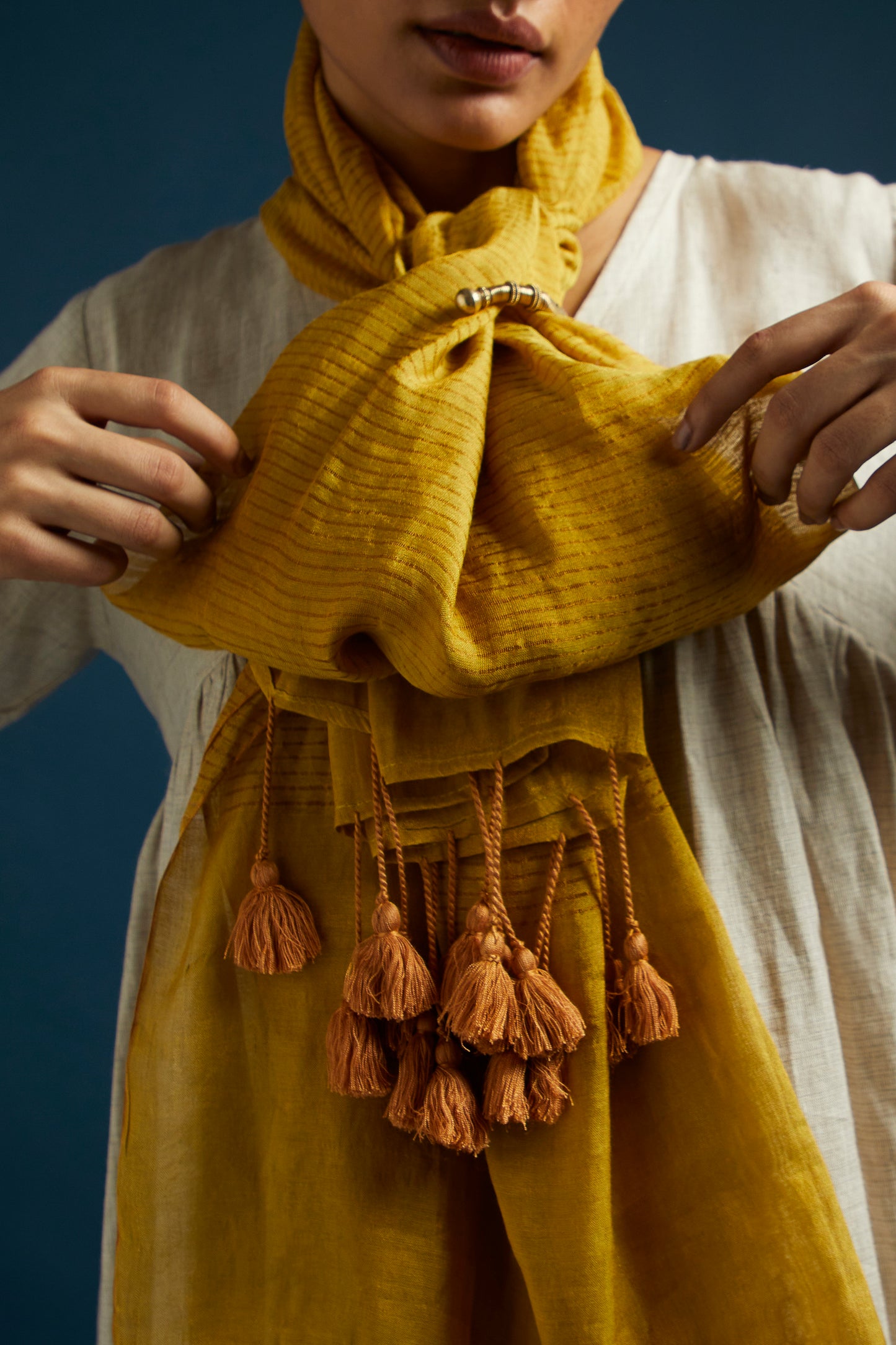 Yellow Stripe Tissue Modal Stole