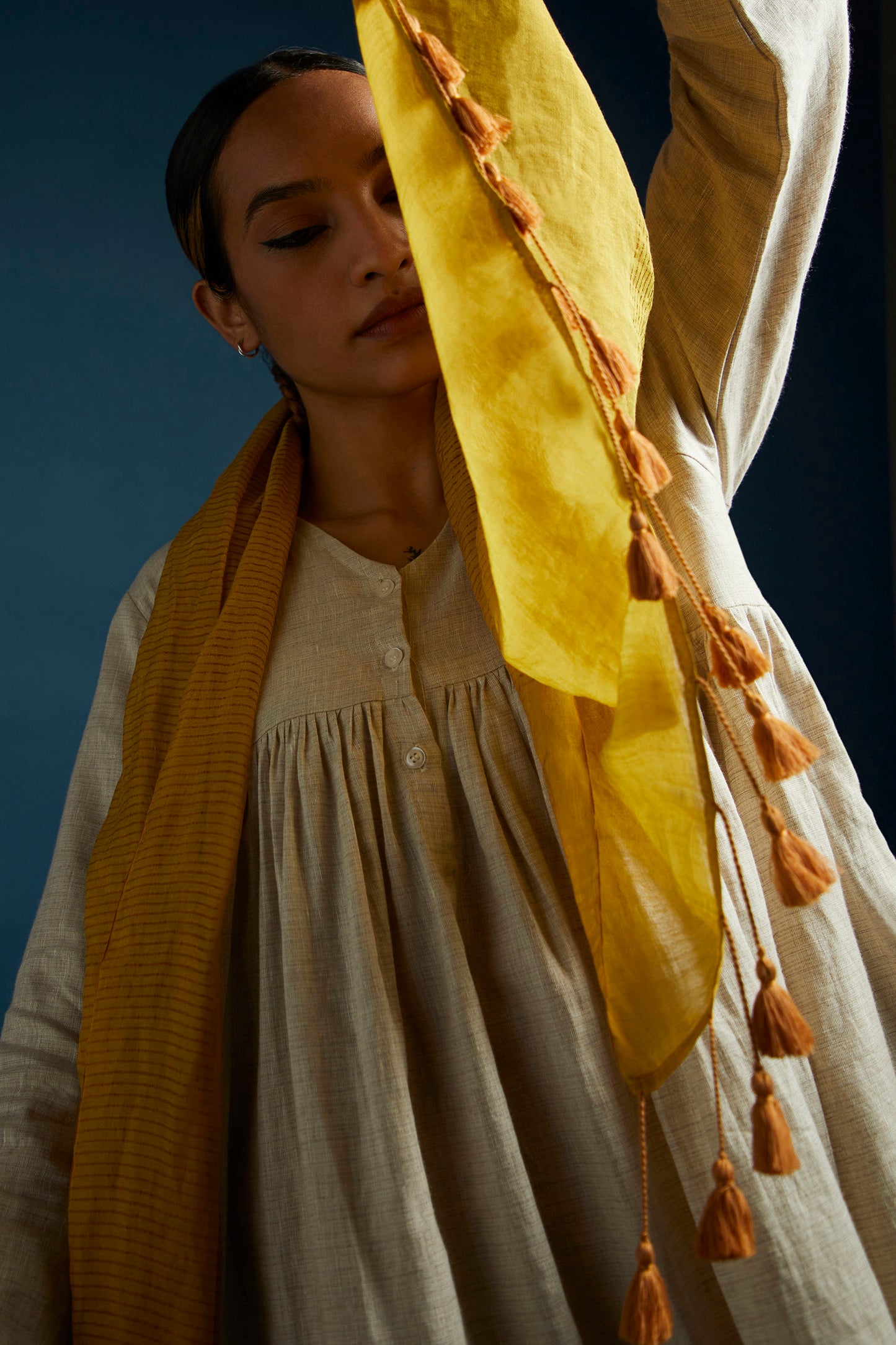 Yellow Stripe Tissue Modal Stole