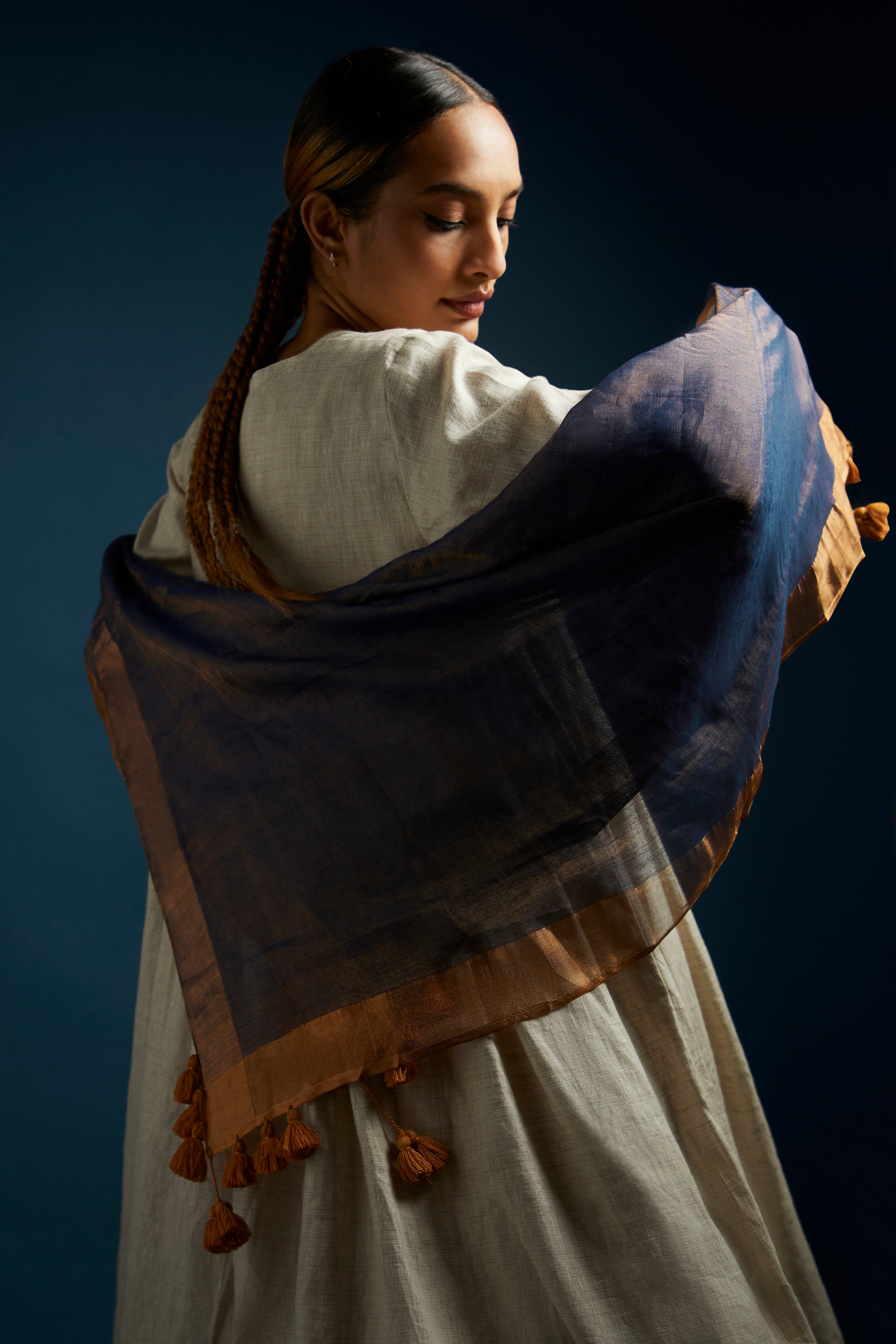 Dark Blue Tissue Modal Scarf