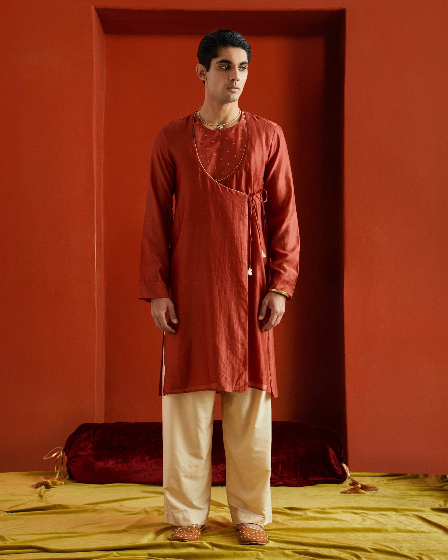 Red Pure Chanderi Angrakha