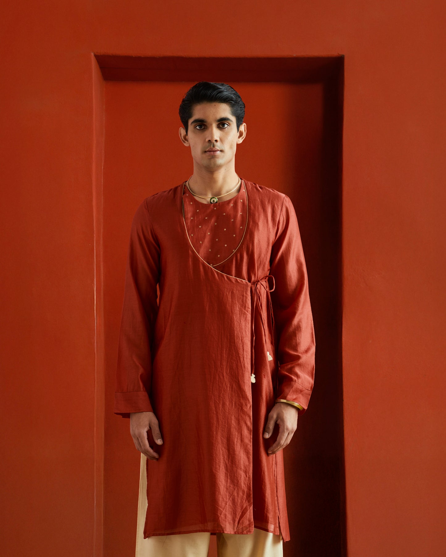 Red Pure Chanderi Angrakha