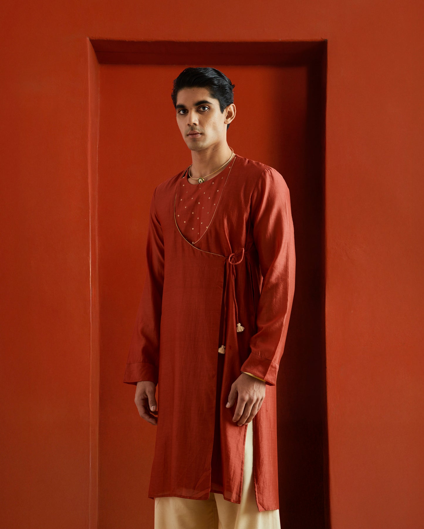 Red Pure Chanderi Angrakha