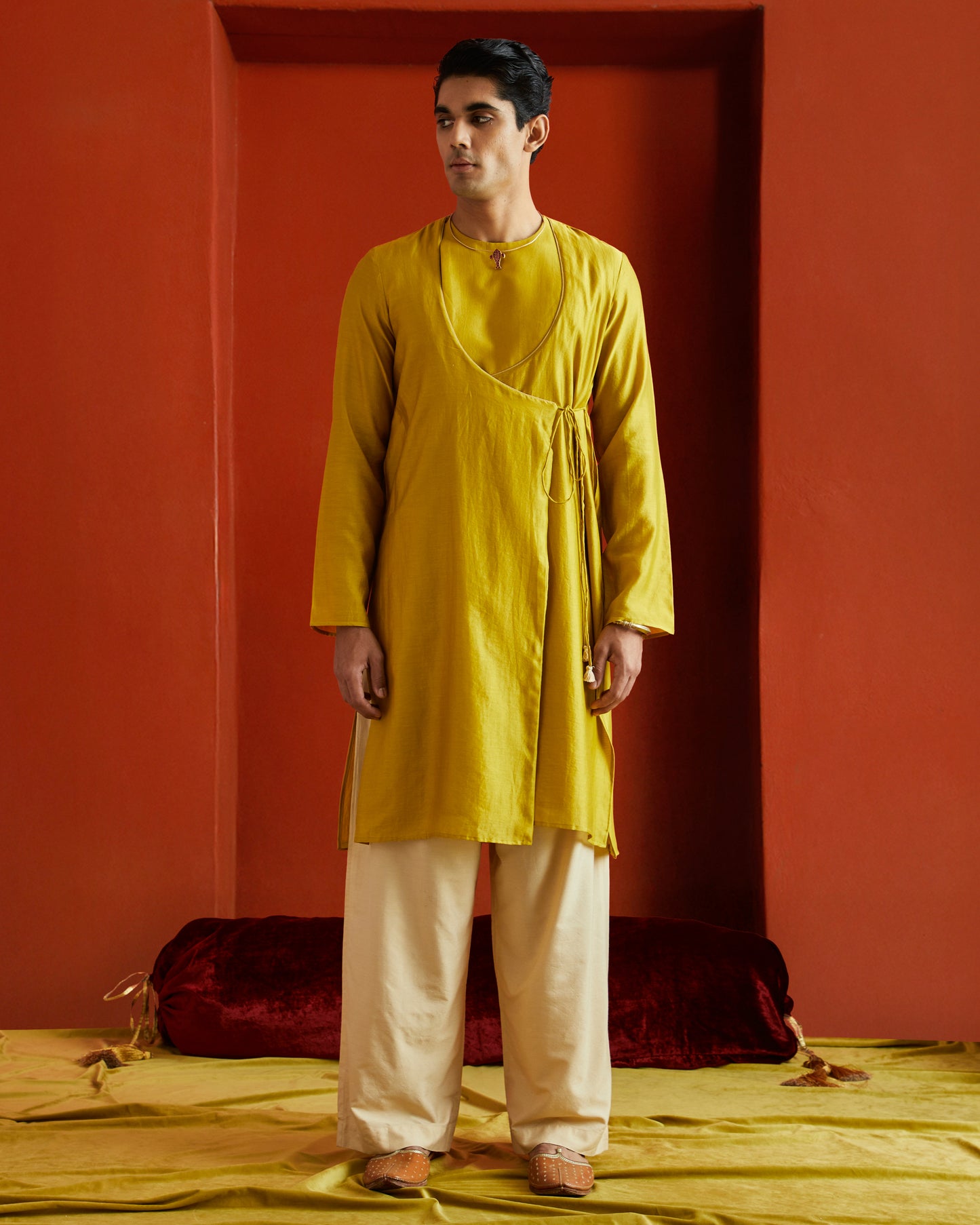 Yellow Pure Chanderi Angrakha