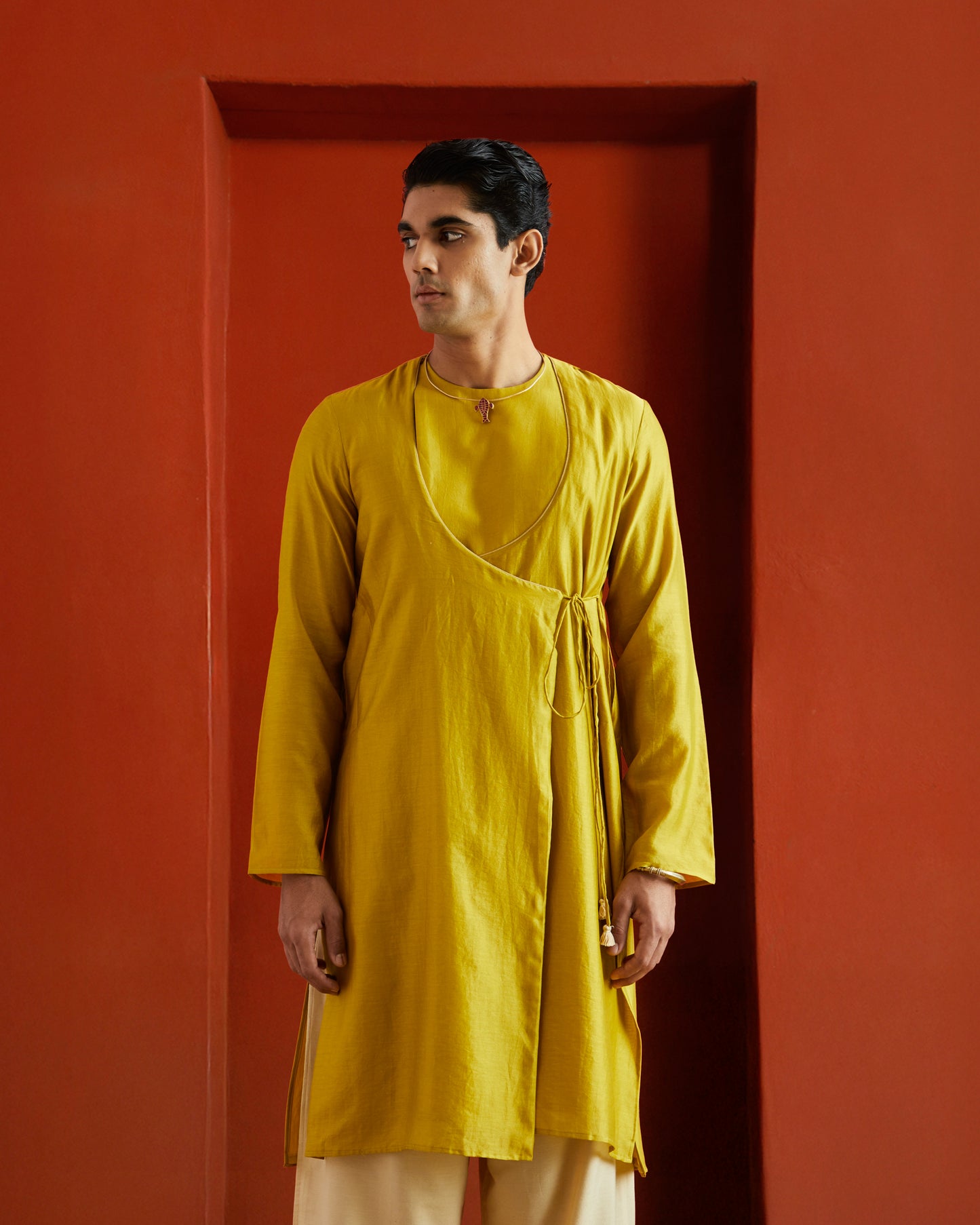 Yellow Pure Chanderi Angrakha