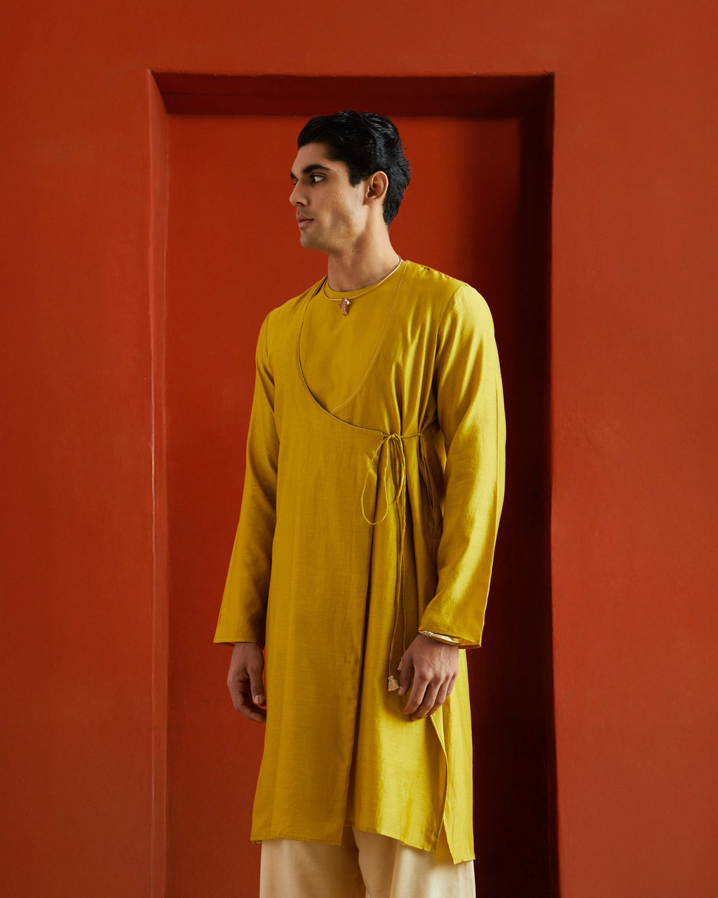 Yellow Pure Chanderi Angrakha