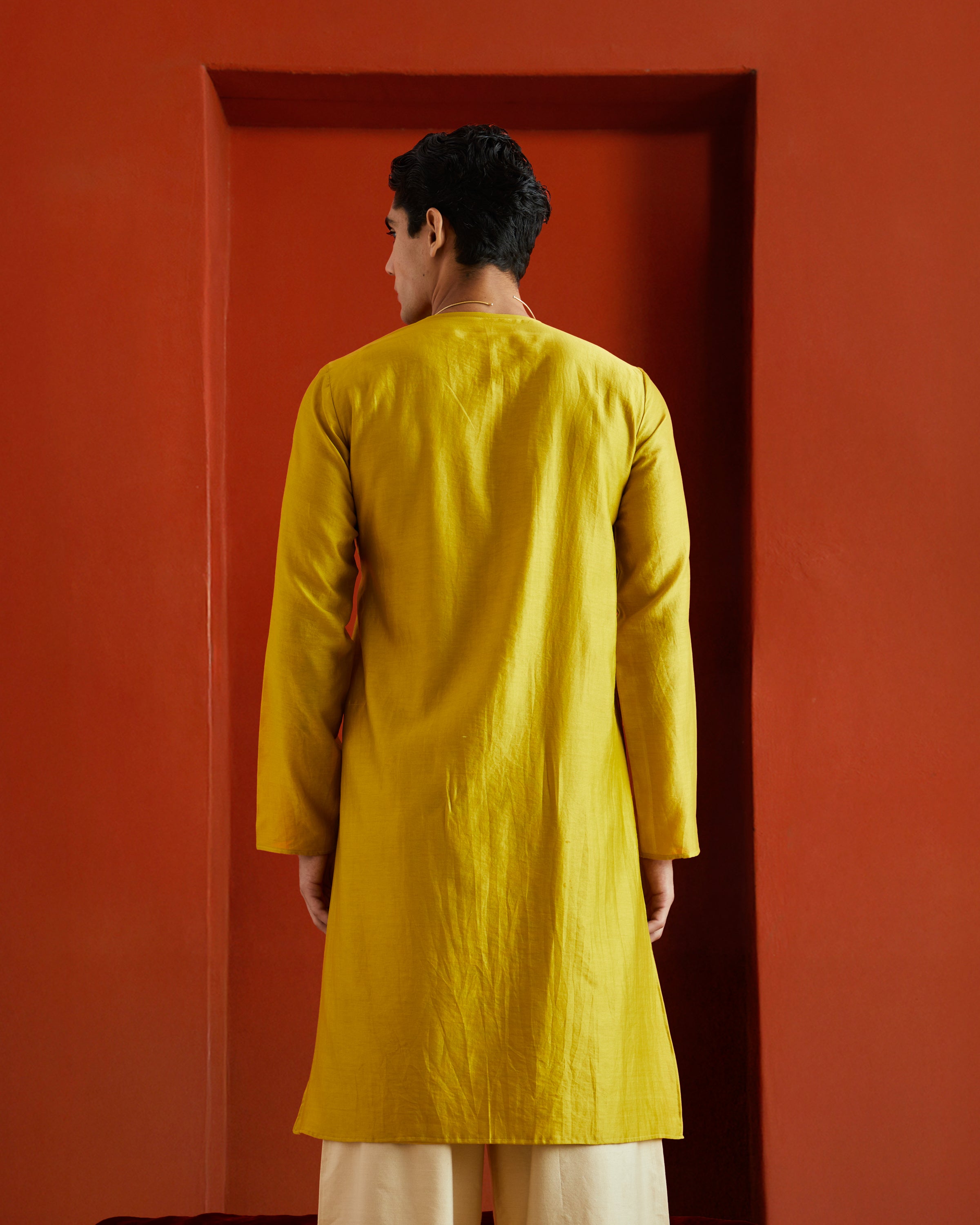 Yellow Pure Chanderi Angrakha