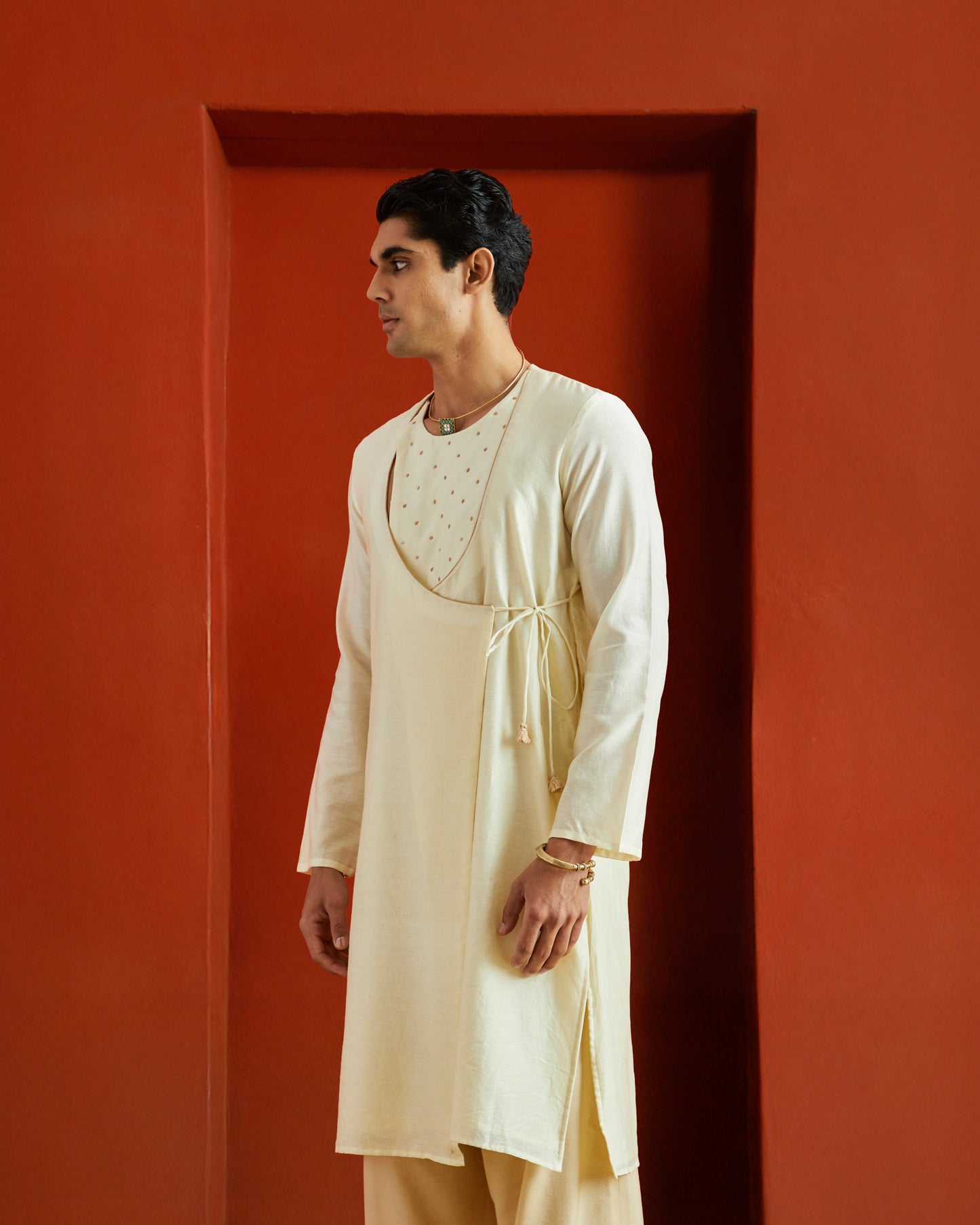 Off White Pure Chanderi Angrakha