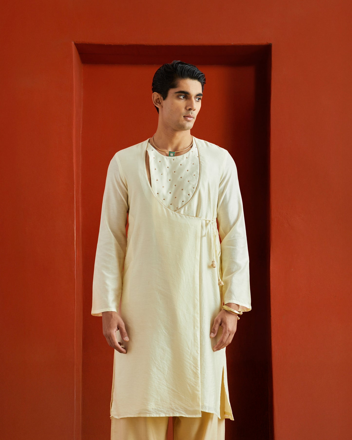 Off White Pure Chanderi Angrakha