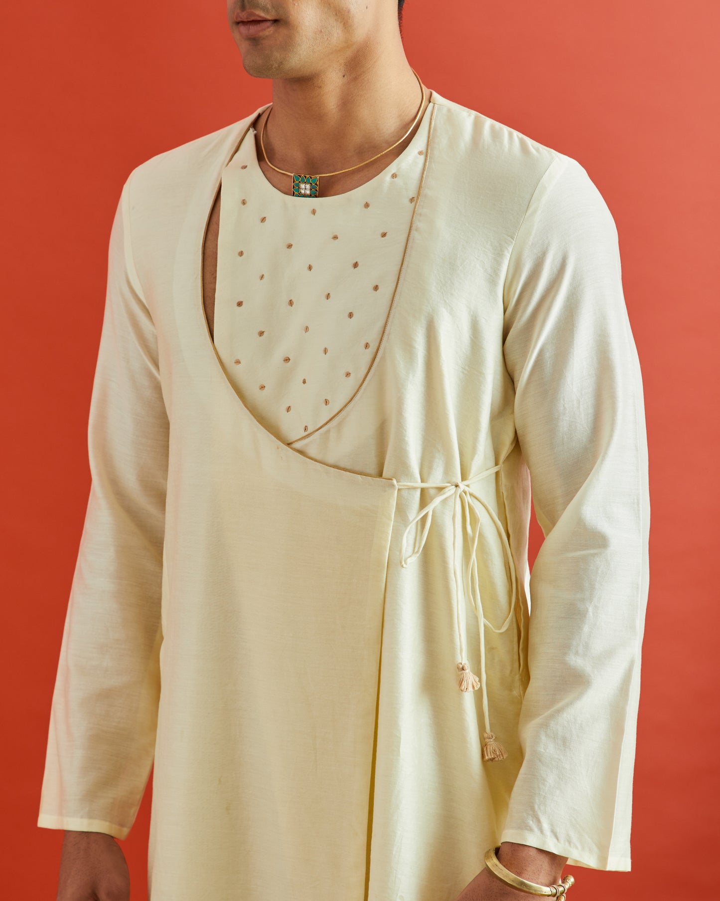 Off White Pure Chanderi Angrakha