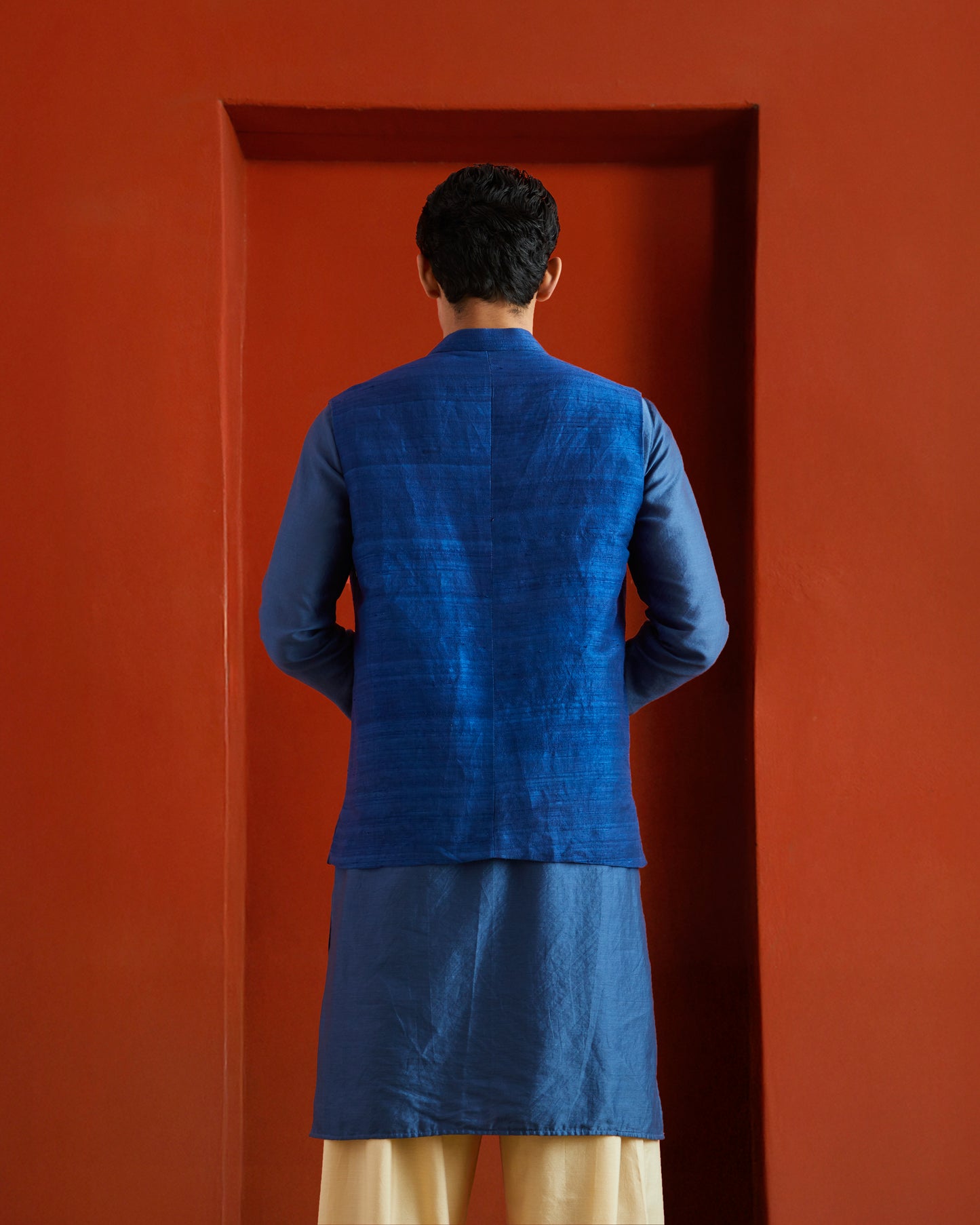 Blue Raw Silk Bandi